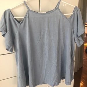Blue Shoulderless Blouse
